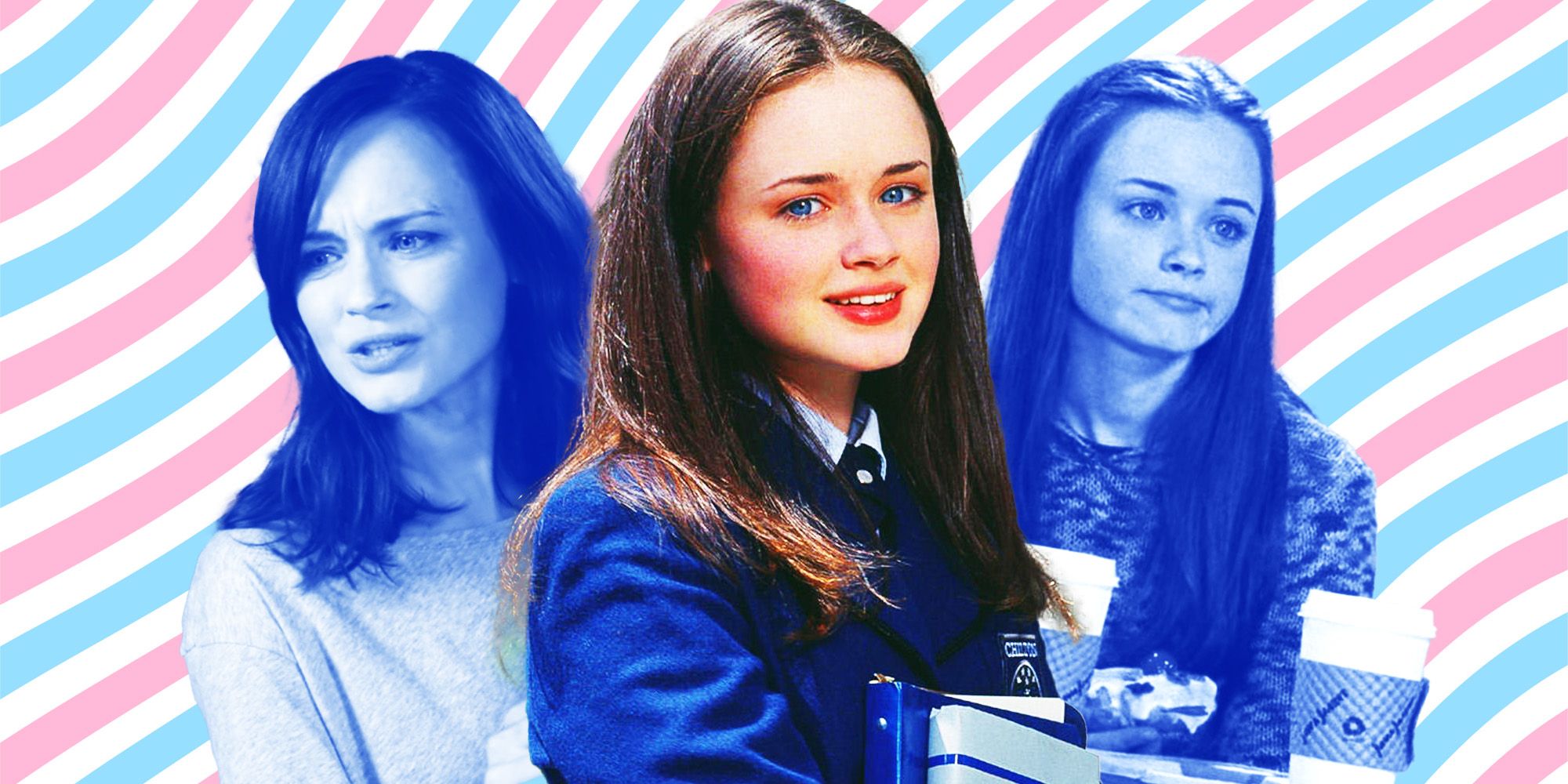 Alexis Bledel as Rory at different points of Gilmore Girls