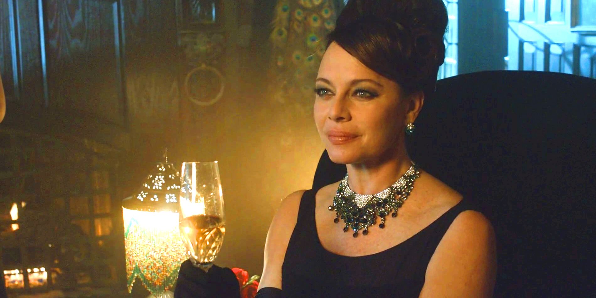 Grace Van Dahl with a glass of Champagne in Gotham