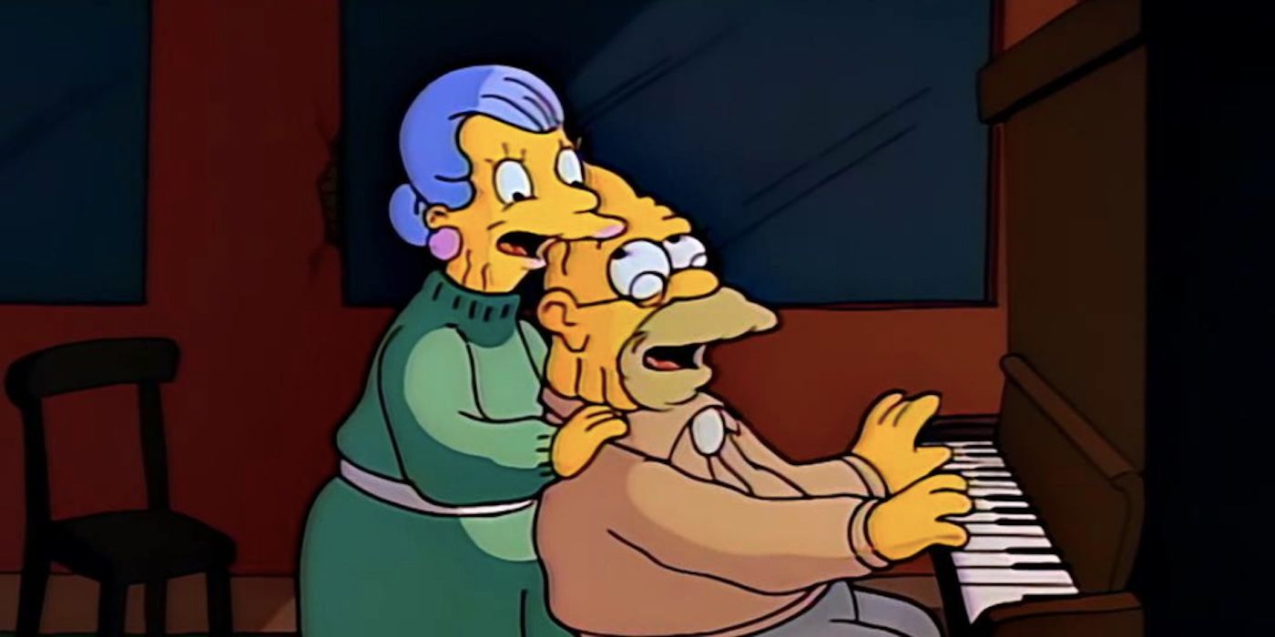 Grampa plays the piano for Beatrice in The Simpsons