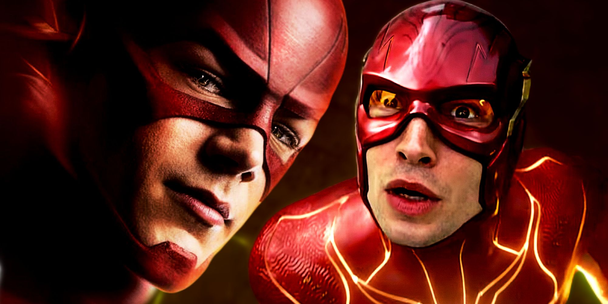 Grant Gustin and Ezra Miller as Barry Allen in The Flash Show and Movie