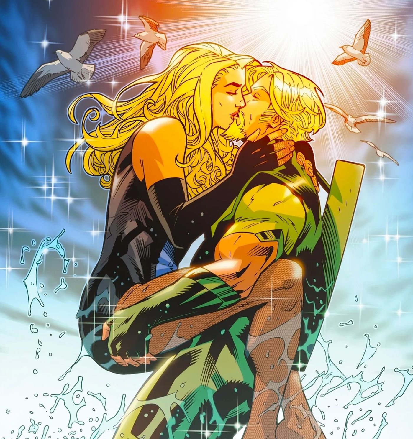 Green Arrow Black Canary Kiss DC