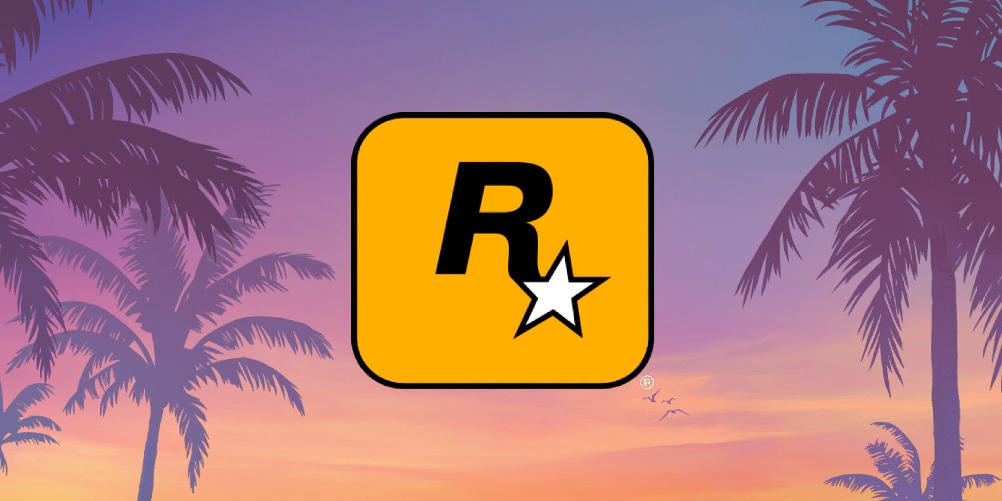 The Rockstar Games logo on a Vice City background