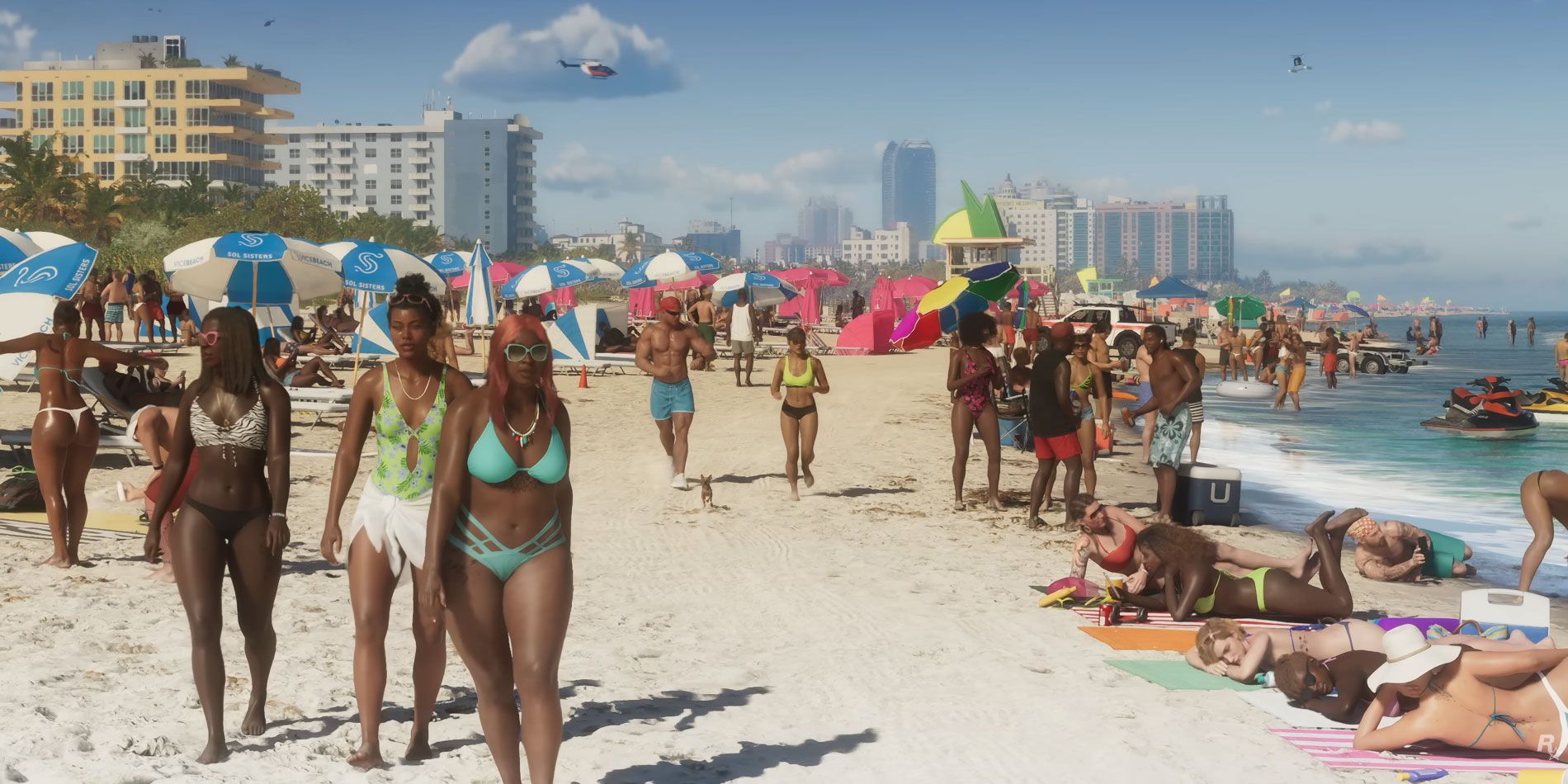 A crowded beach in Florida with a bunch of people laying in the sun.