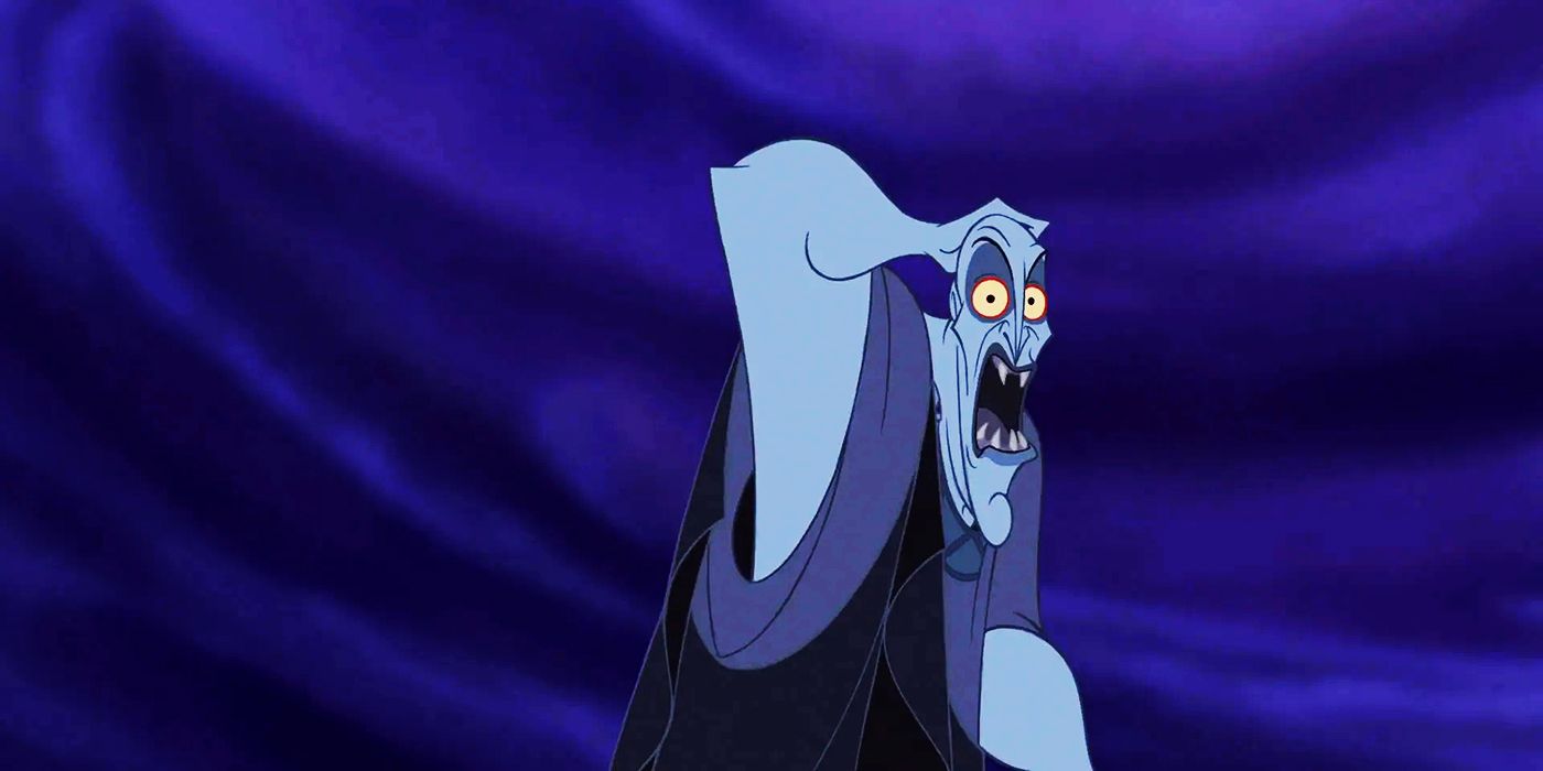 Hades worried touching his head without flame in Disney's Hercules