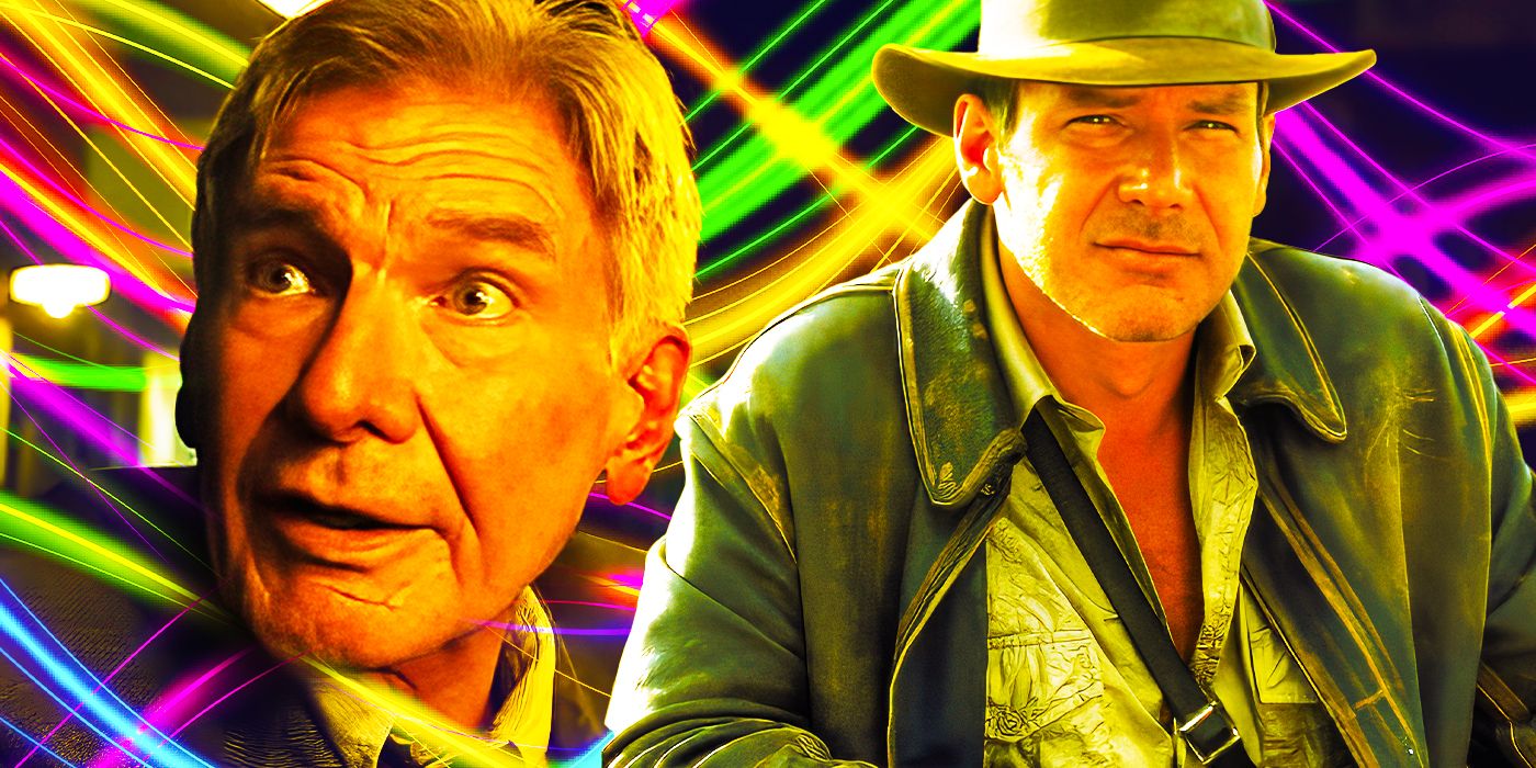Harrison Ford as Indiana Jones young and old