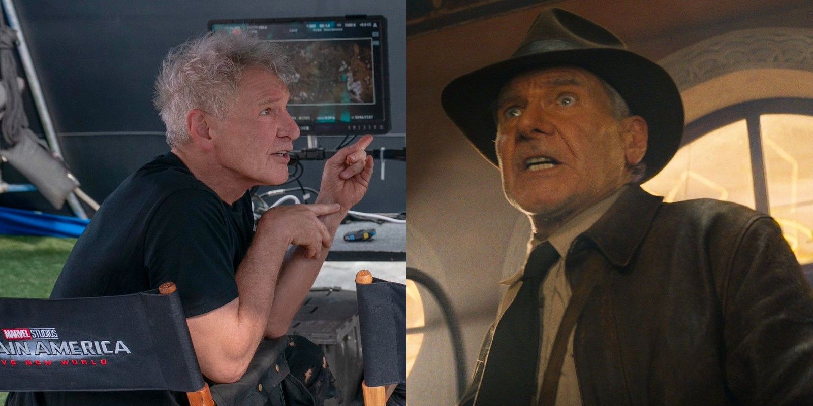 Harrison Ford as Thunderbolt Ross on the set of Captain America: Brave New World and Indiana Jones in Indiana Jones and the Dial of Destiny