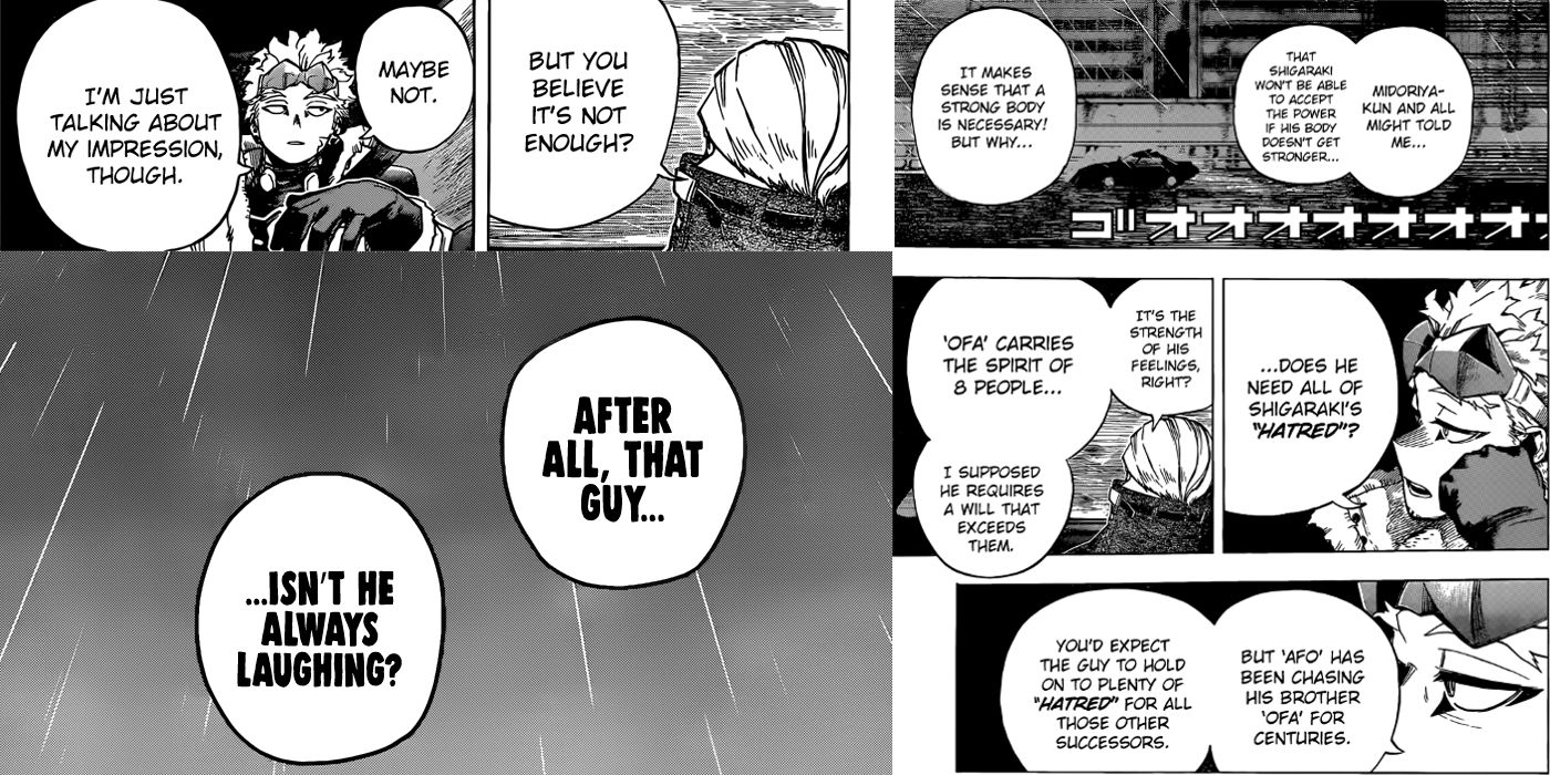 Hawks talks about All For One needing hatred to overpower One For All in My Hero Academia manga