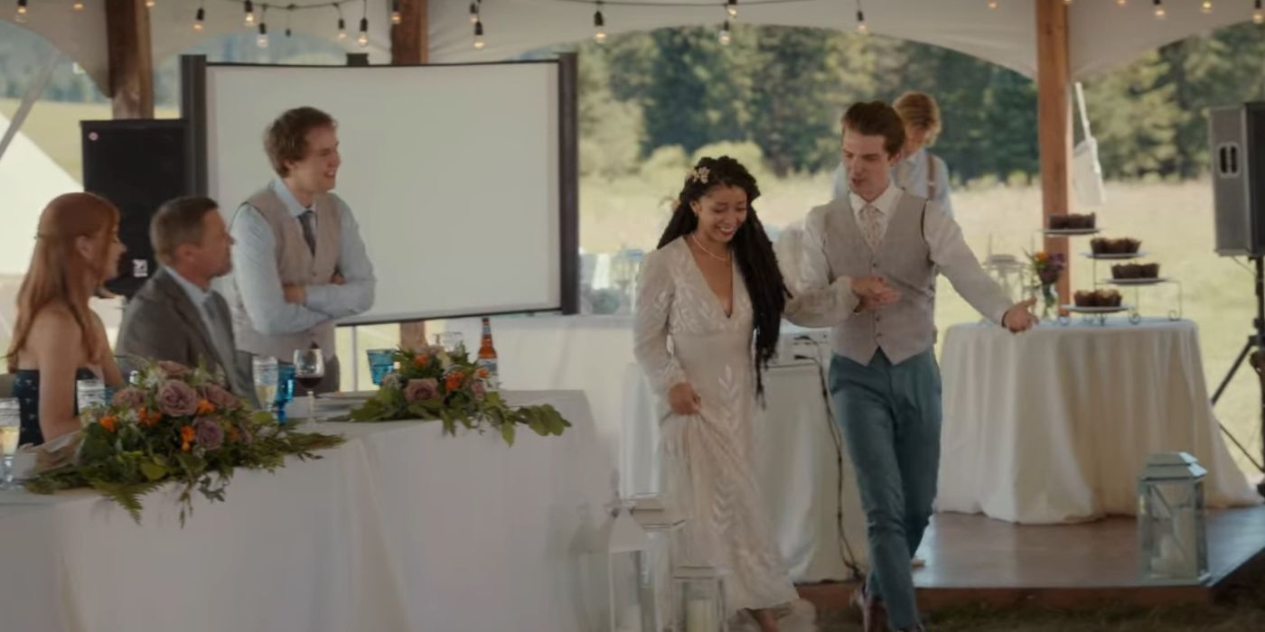 Zoe Soul as Hayley and Jonny Link's Will at their wedding in My Life with the Walter Boys