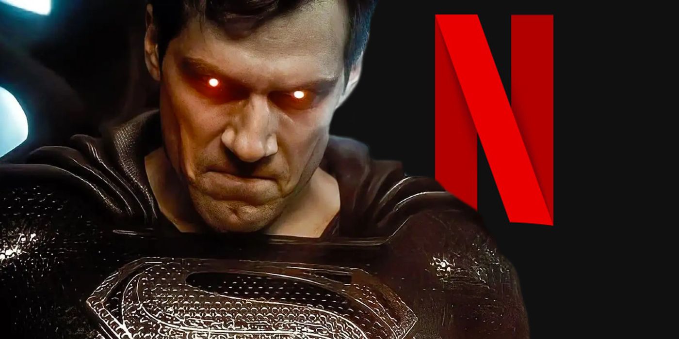 Henry Cavill as Superman in Zack Snyder's Justice League in a side by side image with the Netflix logo