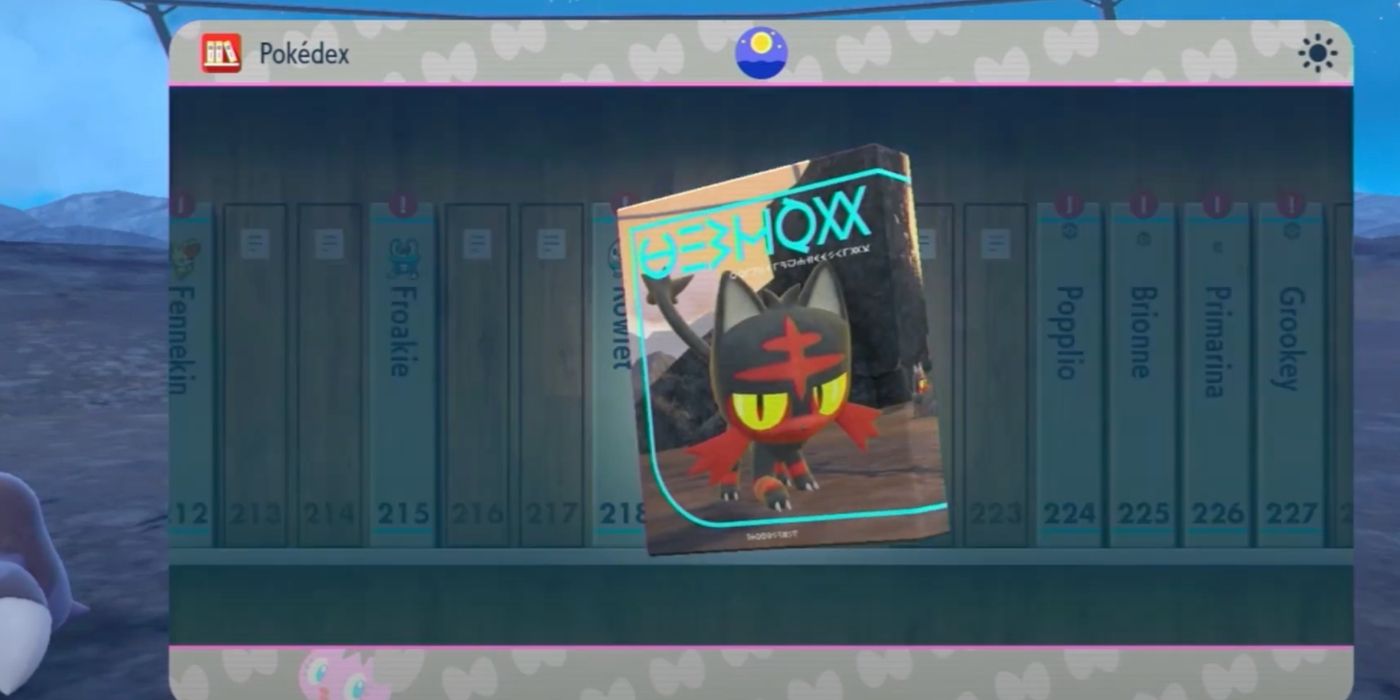 Litten being registered In Pokemon Scarlet & Violet Indigo Disk DLC