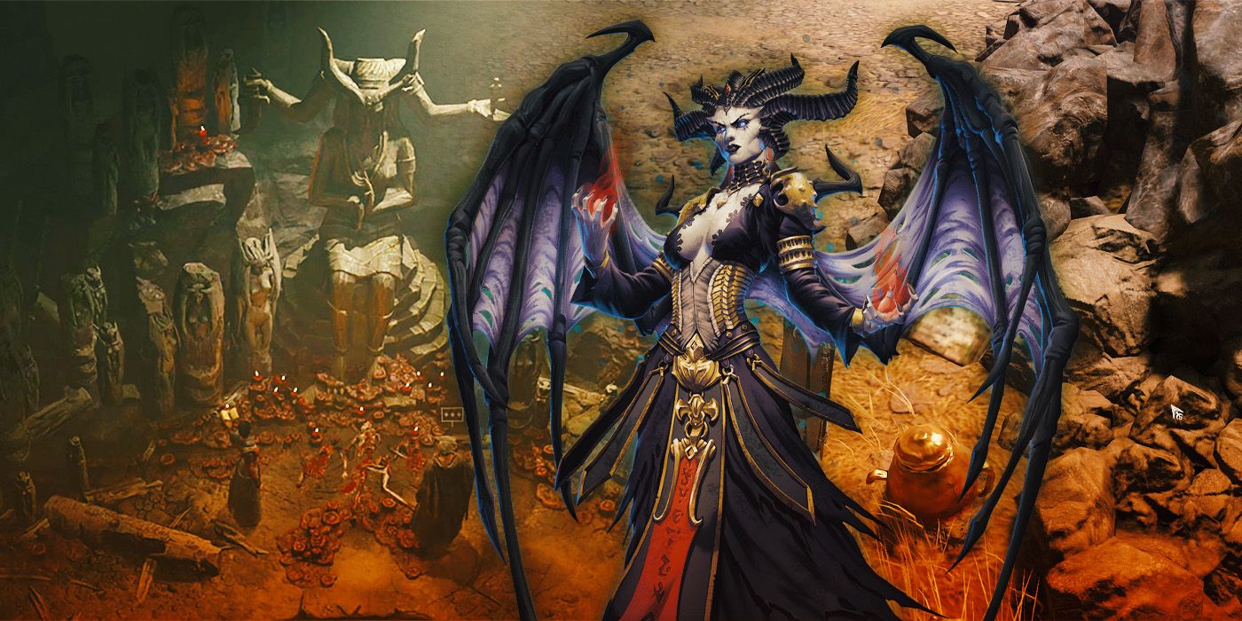 Diablo 4 Picture of Lilith Next to Lilith Statue that Has a Puzzle to Solve in Act 3 of Main Story