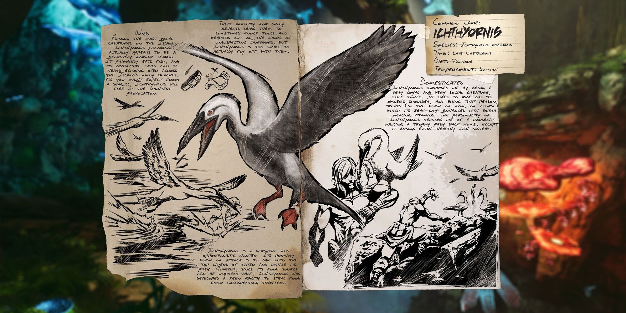Ichthyoornis encyclopedia entry detailing the power and abilities of the bird. 
