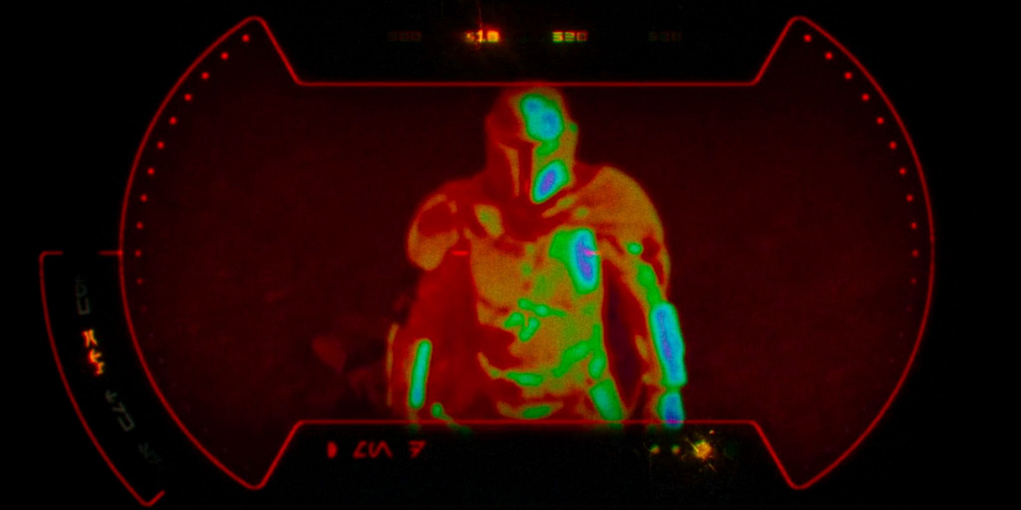 Din Djarin being aimed at by Fennec Shand&rsquo;s scope in The Mandalorian
