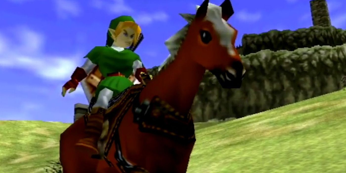 Link descobrindo Epona em The Legend of Zelda: Ocarina of Time. 