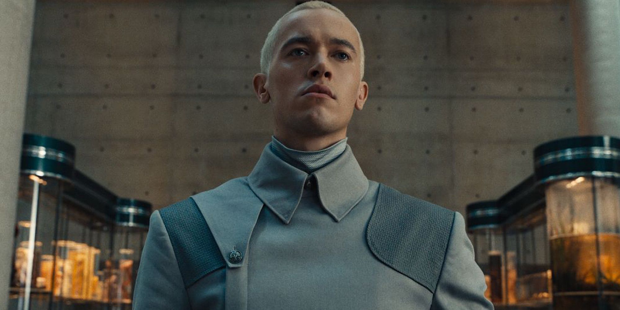 Coriolanus Snow wears his Peacekeeper uniform in The Hunger Games: The Ballad of Songbirds and Snakes.