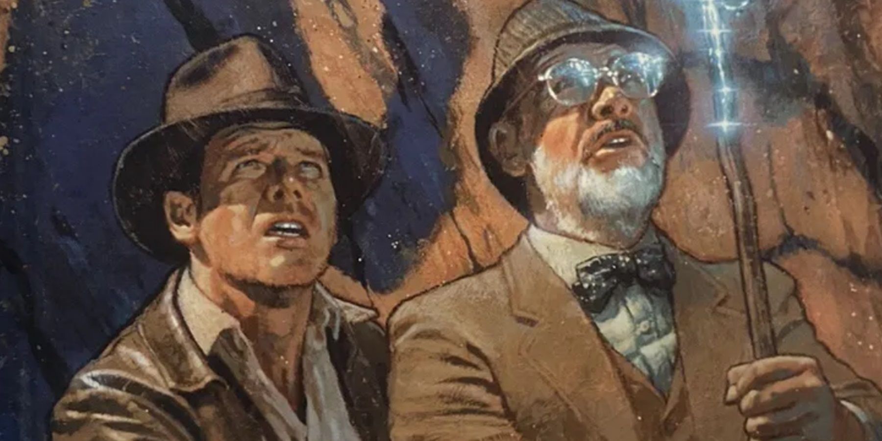 Indy and Henry Jones Sr on the comic book cover of Indiana Jones and the Spear of Destiny