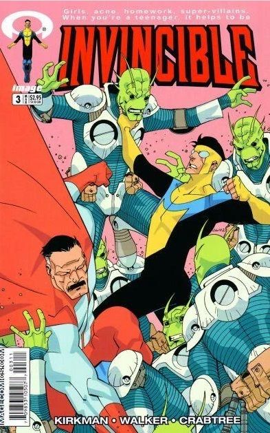 Invincible #3 Comic Cover with Omni-Man and Flaxans