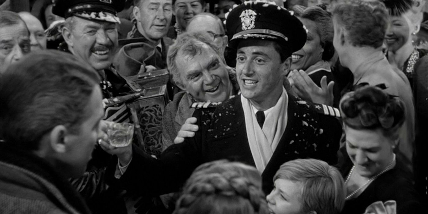 Harry Bailey giving a toast to George in It's a Wonderful Life