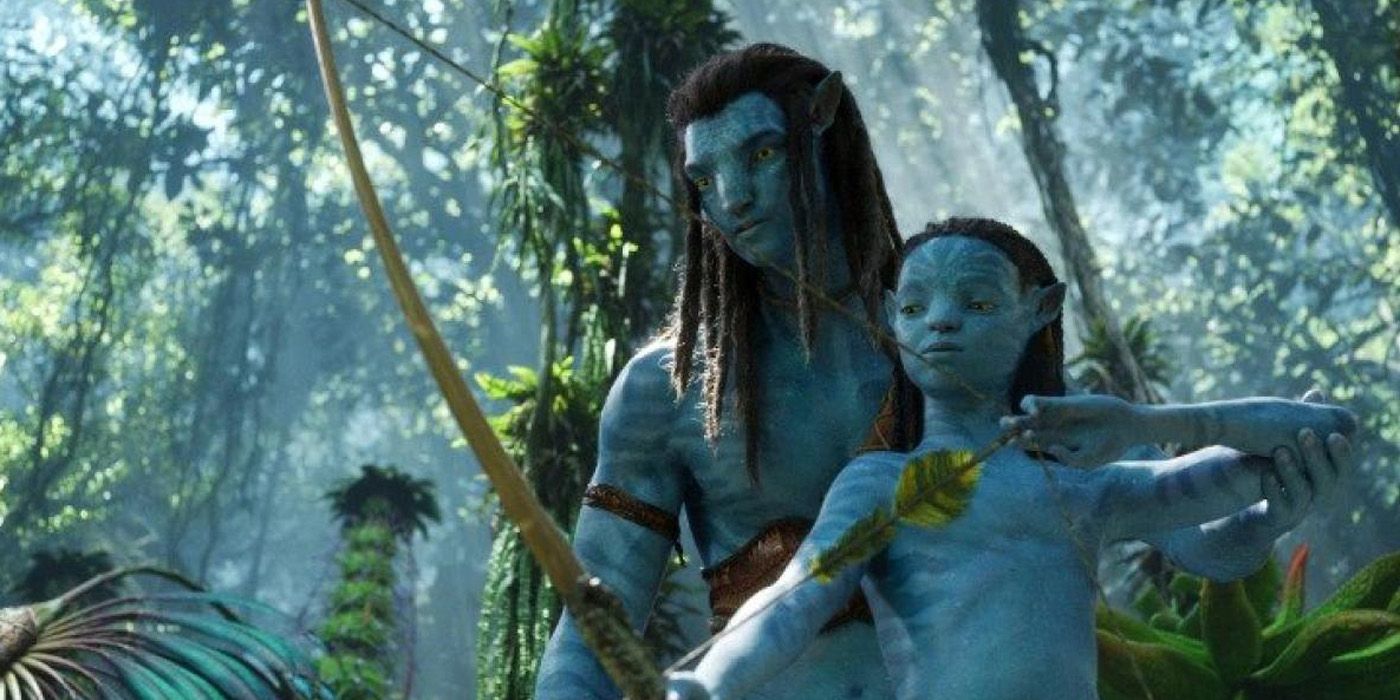 Jake hunting with his son in Avatar