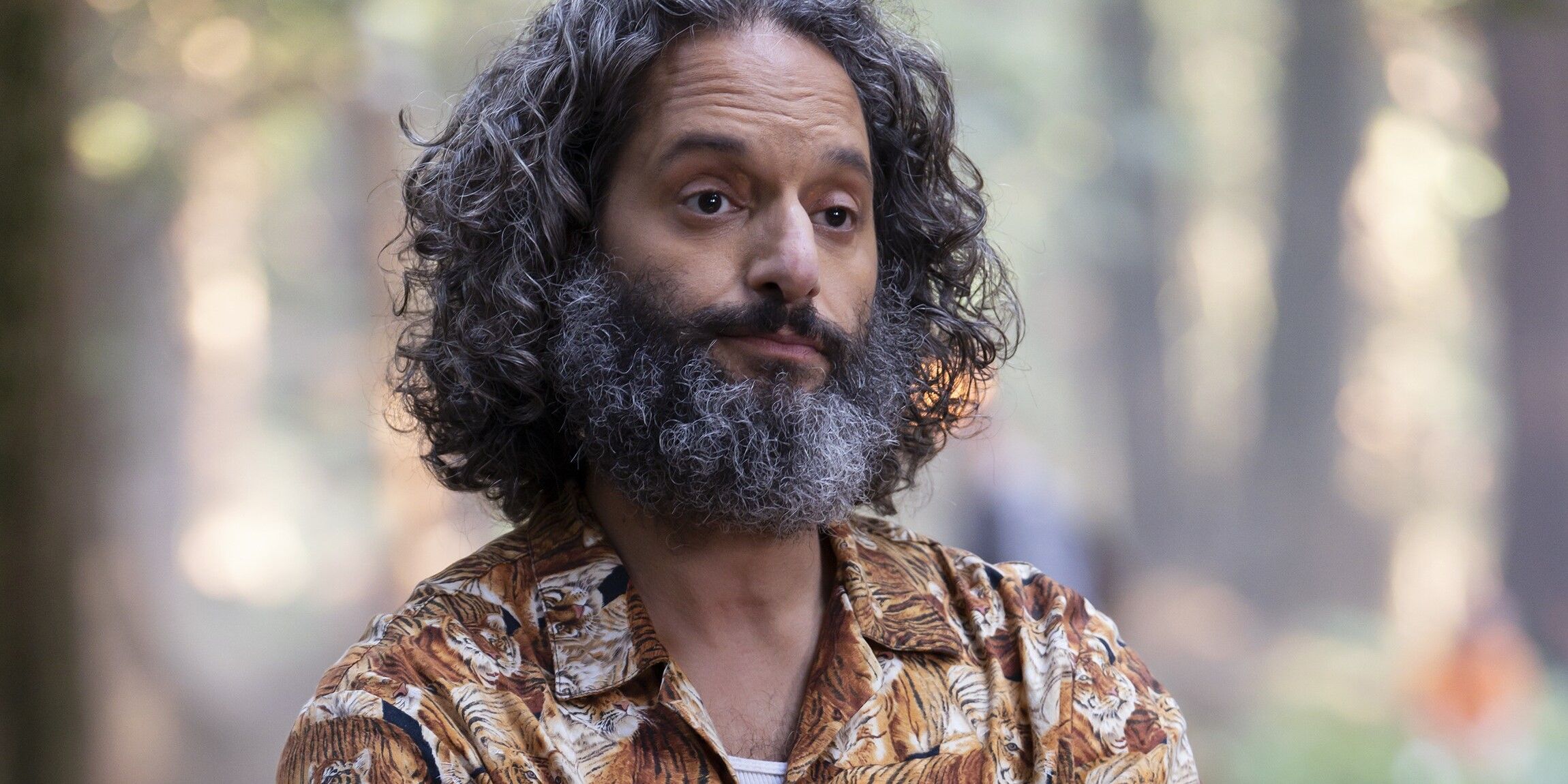Jason Mantzoukas as Dionysus looking annoyed in Disney's Percy Jackson and the Olympians