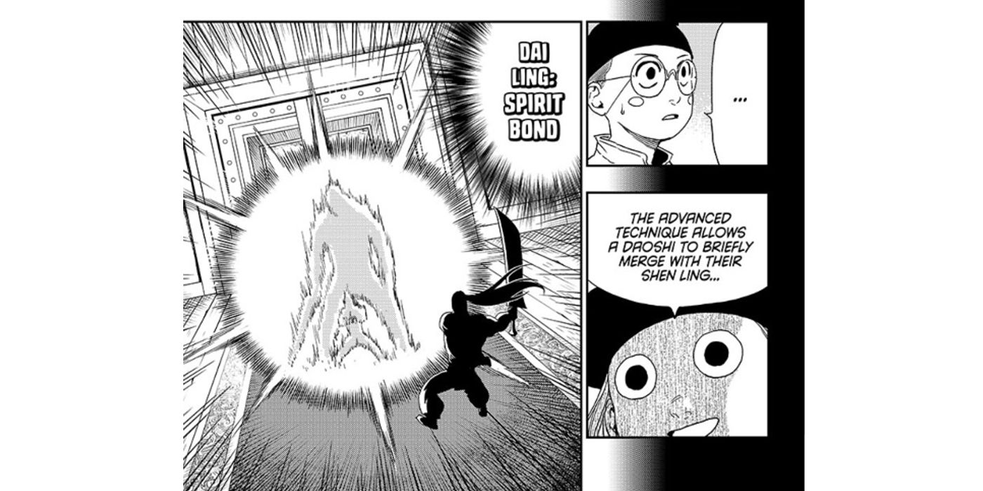 In Jiangshi X, Jiuli learns how to fuse with his manifested spirit.