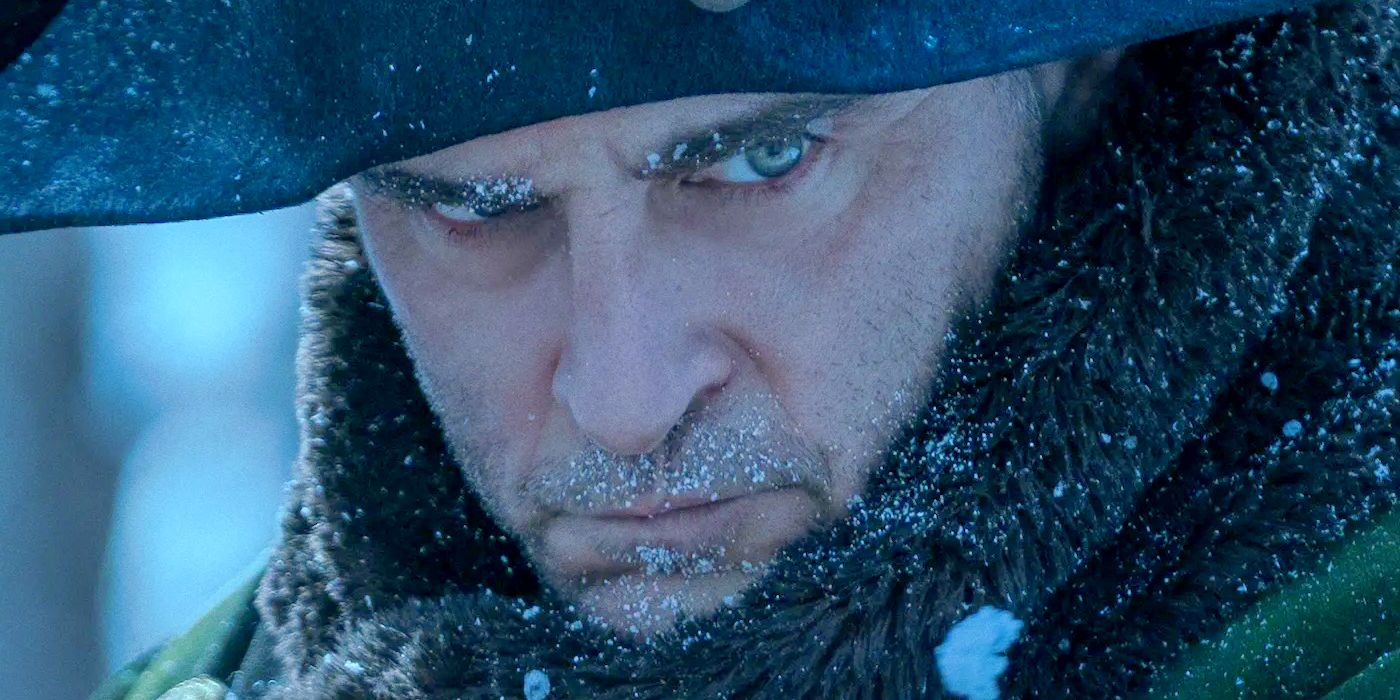 Joaquin Phoenix as Napoleon Bonaparte Glaring in the Snow in Napoleon
