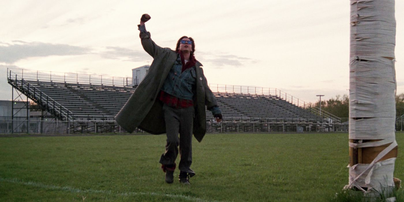 John Bender fist bumping the air at the end of The Breakfast Club