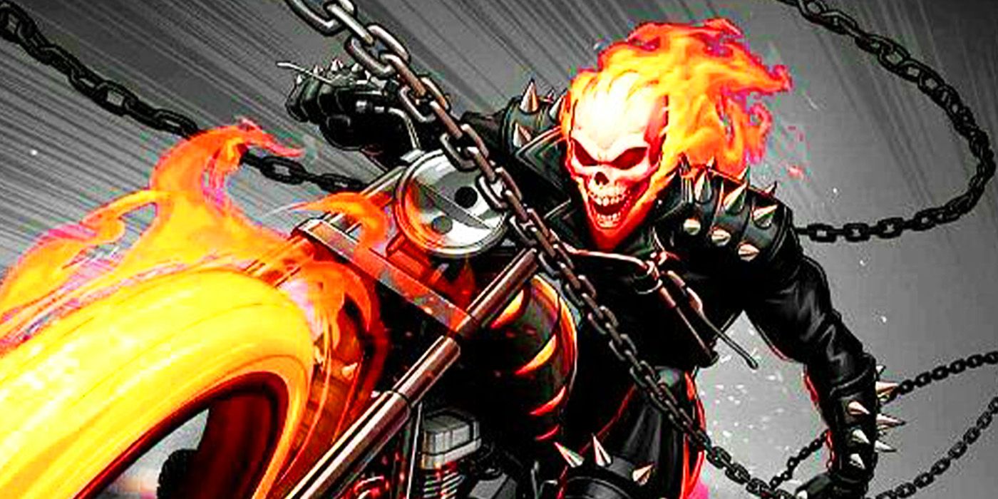 Johnny Blaze&rsquo;s Ghost Rider with bike in Marvel Comics
