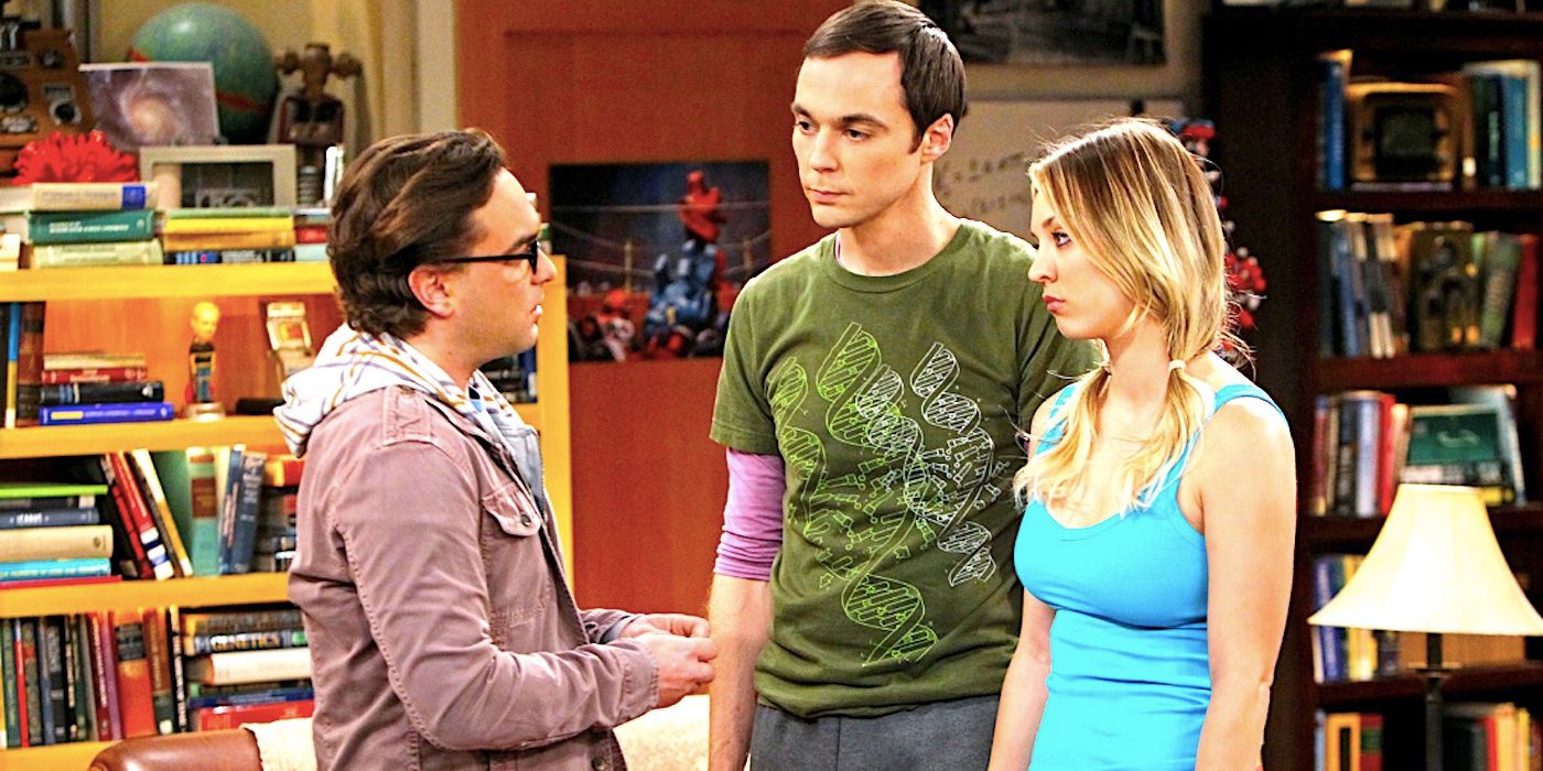 Leonard, de Johnny Galecki, conversa com Sheldon, de Jim Parsons, e Penny, de Kaley Cuoco, em The Big Bang Theory