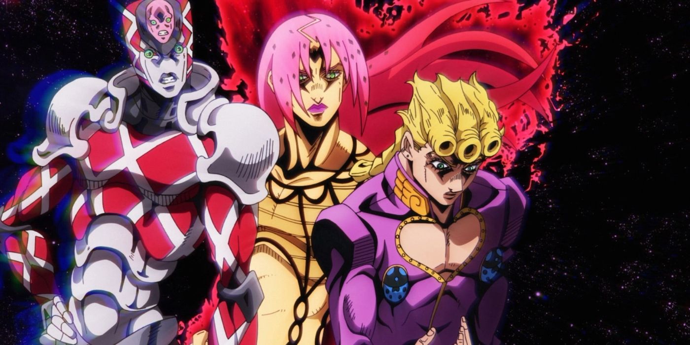 JoJo's Bizarre Adventure Golden Wind Diavolo observando Giorno com seu stand