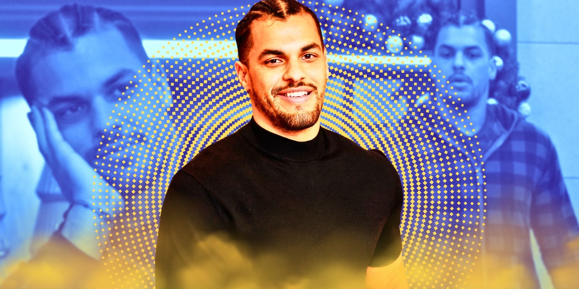 Montage of Big Brother's Josh Martinez with blue background