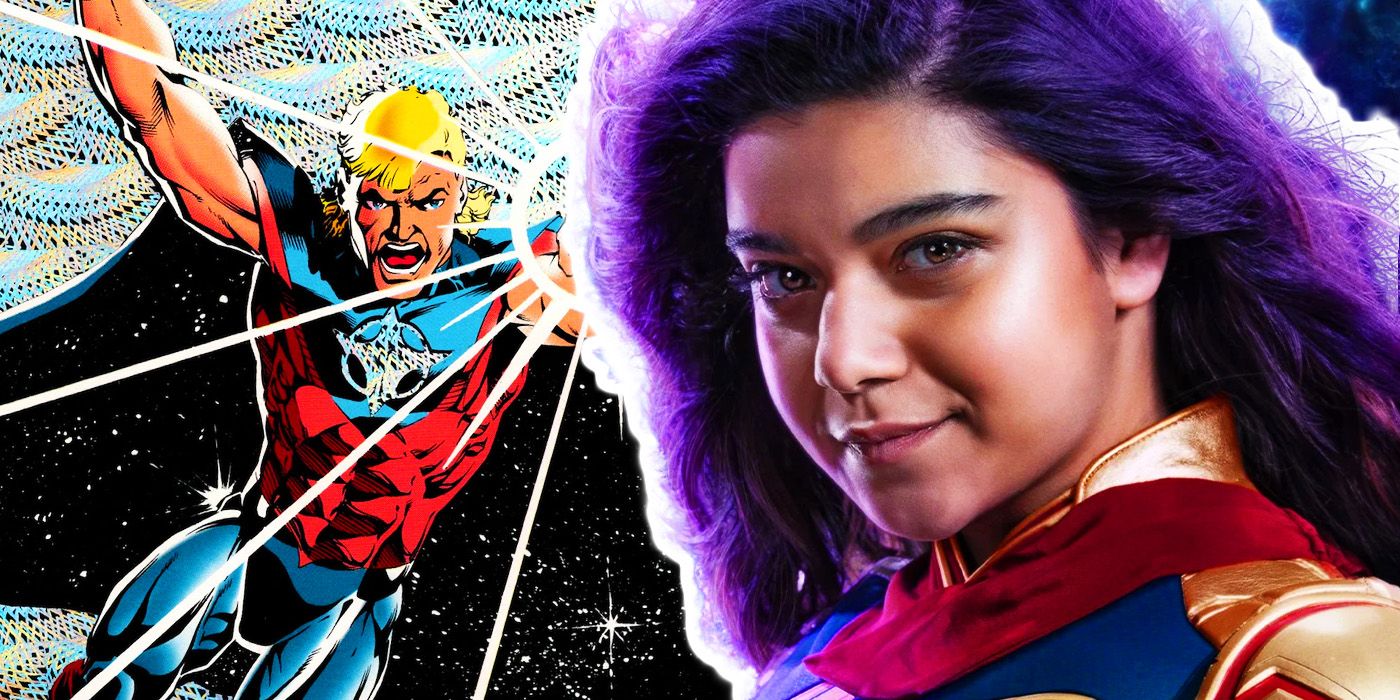 Kamala Khan in The Marvels with Quasar in Marvel Comics