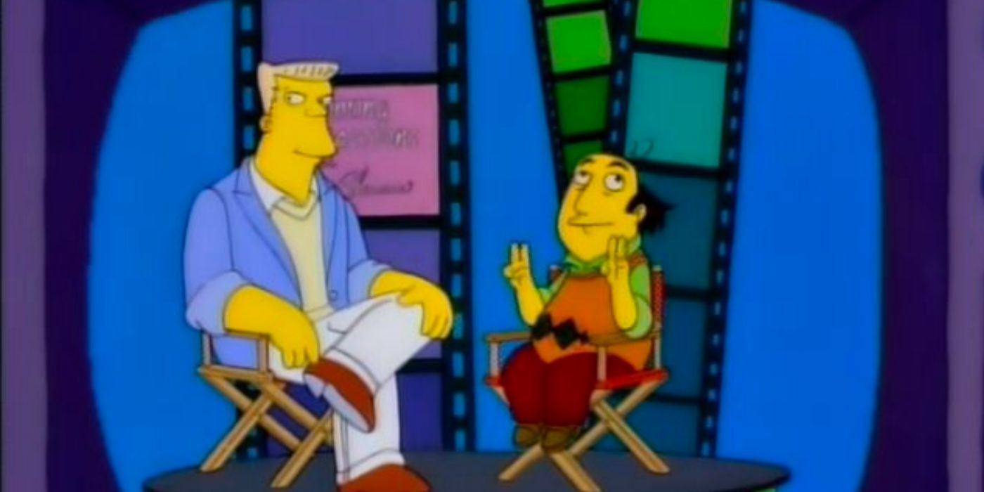 Wolfcastle is being interviewed on a talk-show in The Simpsons.