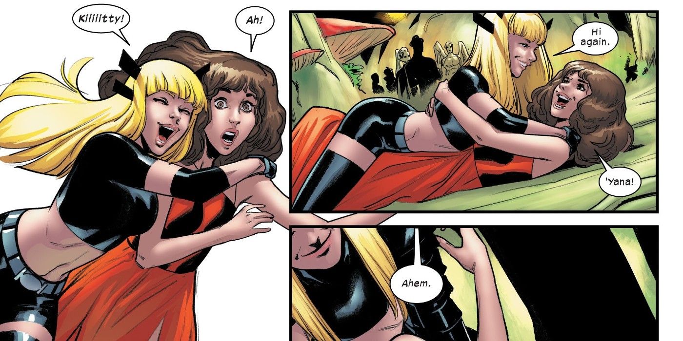 Kate Pryde and Magik hugging in Marauders #12