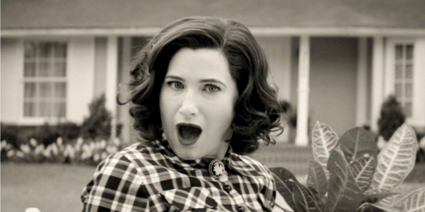 Kathryn Hahn As Agatha Harkness looking at camera In Episode 7 of WandaVision