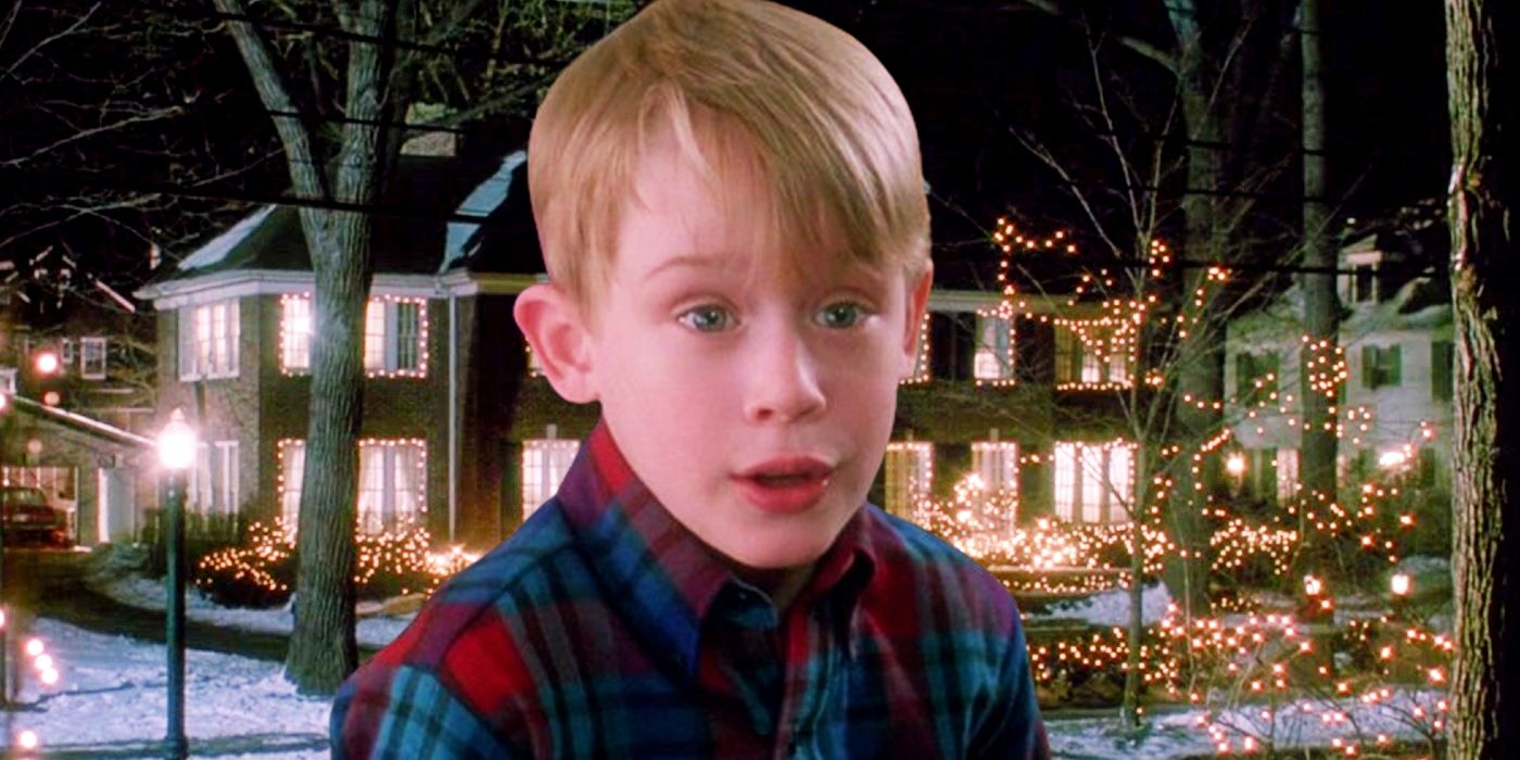 Kevin McCallister (Macauley Culkin) juxtaposed with the McCallister house in Home Alone