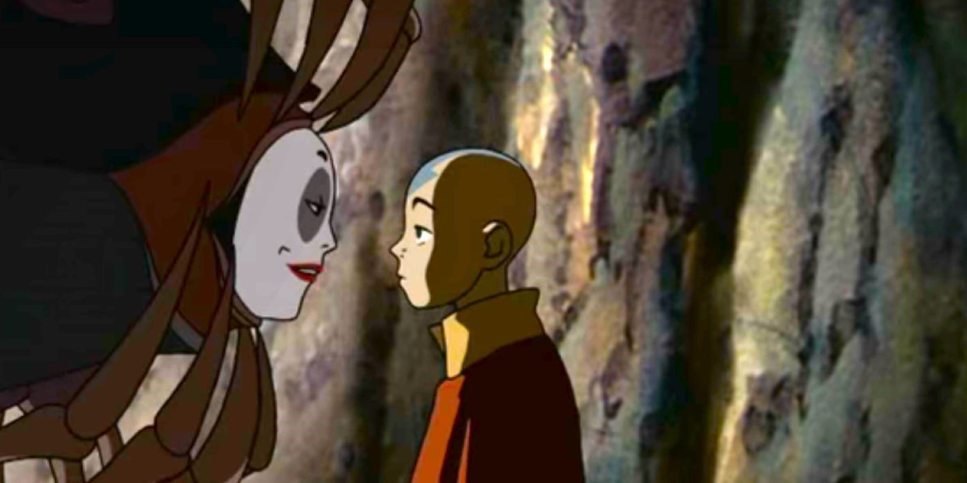 Koh the Face Stealer e Aang da série animada Avatar The Last Airbender