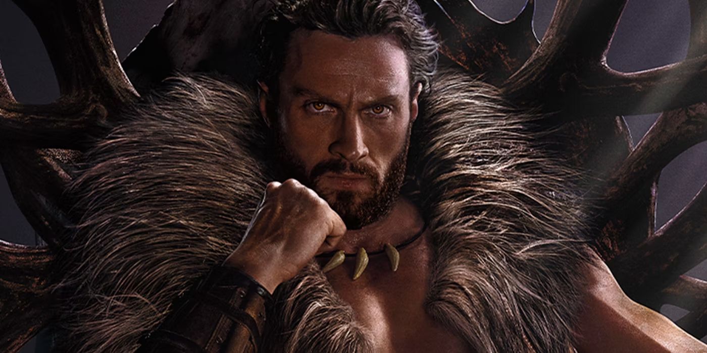 Aaron Taylor Johnson on the poster for Kraven the Hunter