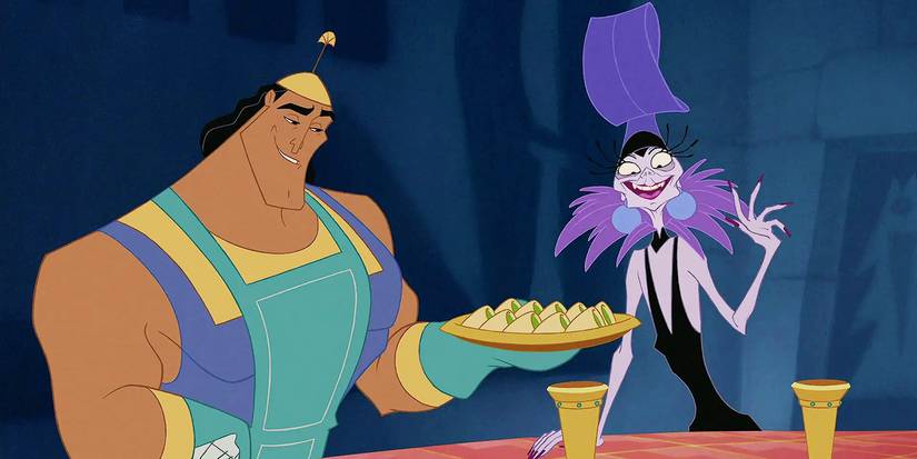 Kronk offering food to a happy Yzma in The Emperor's New Groove