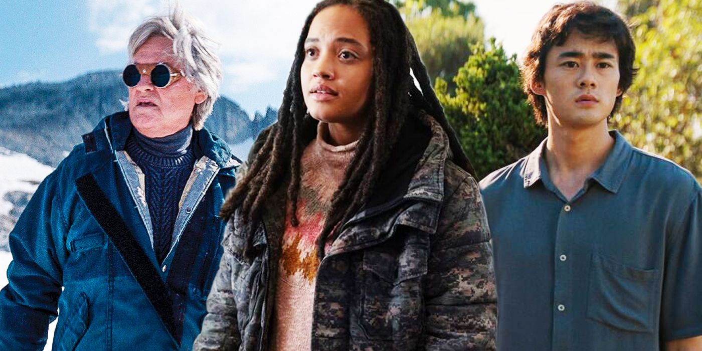 Kurt Russell as Lee Shaw, Kiersey Clemons as May, and Ren Watabe as Kentaro Randa in Monarch legacy of monsters