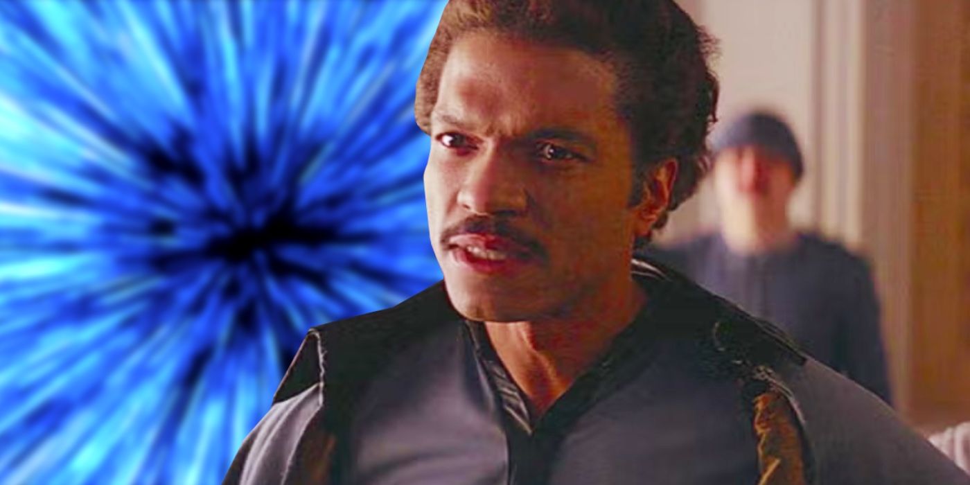 Lando Calrissian in Star Wars With Hyperspace Background