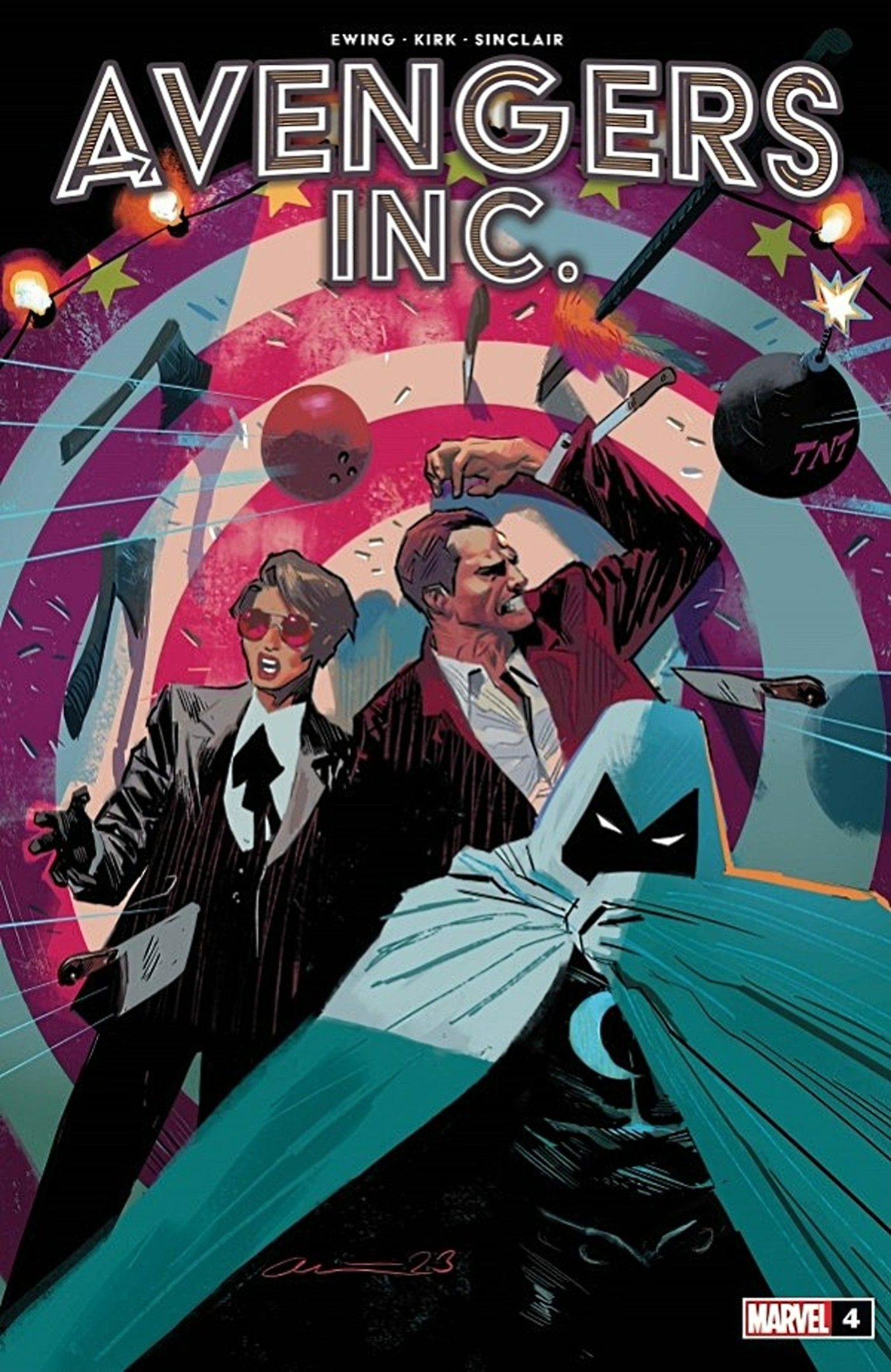cover for Avengers, Inc. #4 featuring Wasp, Vic Shade, and Moon Knight