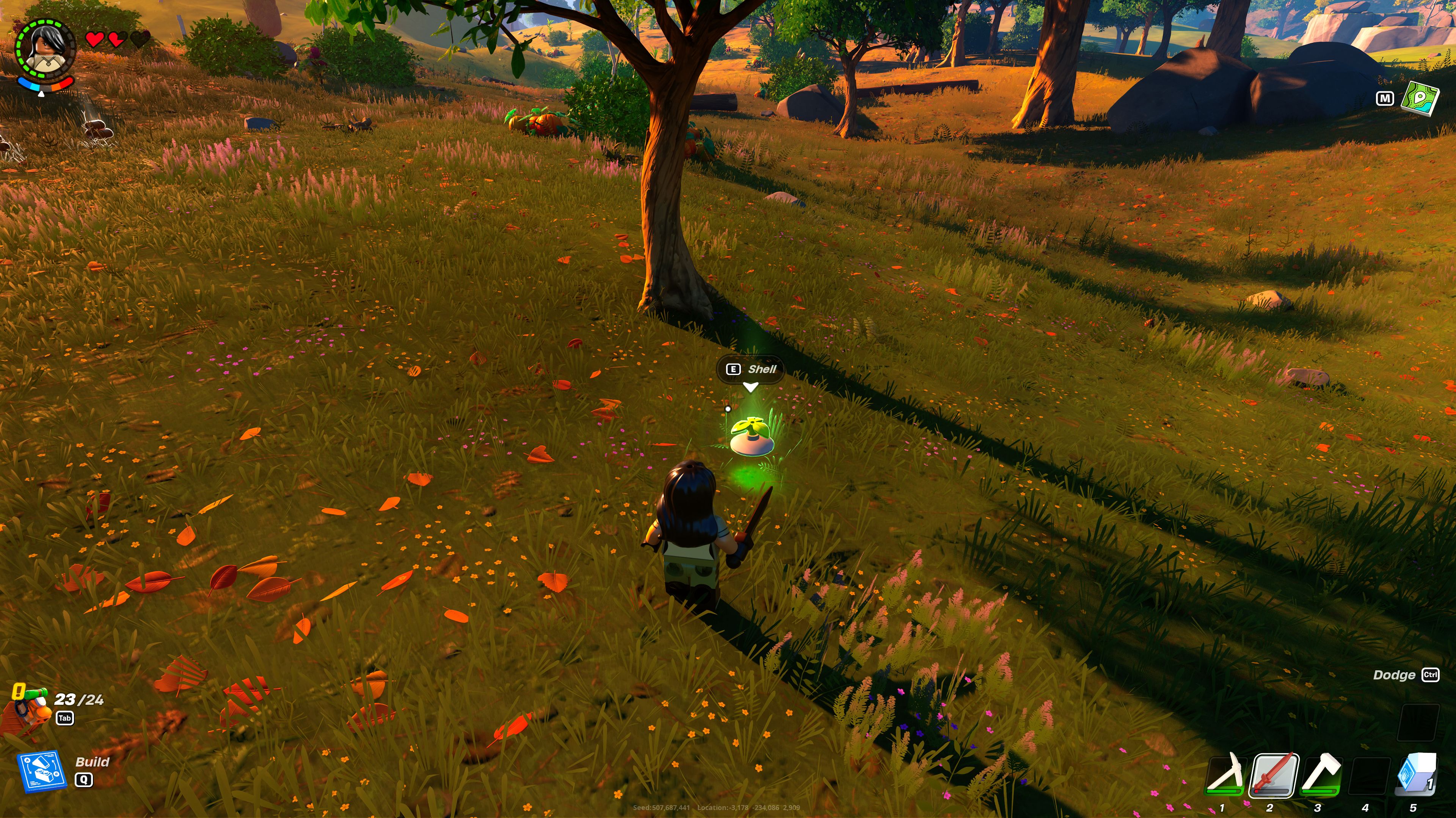 LEGO Fortnite Player Collecting Shell From Defeated Roller