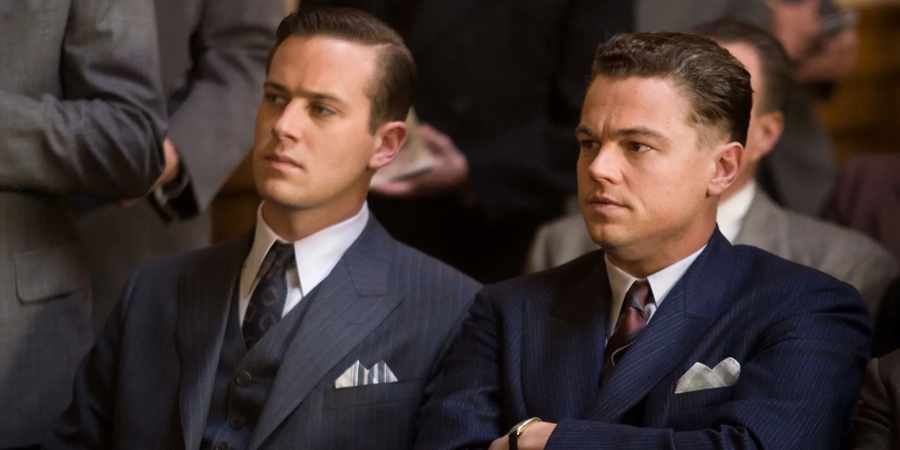 Leonardo DiCaprio as J. Edgar Hoover & Armie Hammer as Clyde Tolson in J. Edgar.