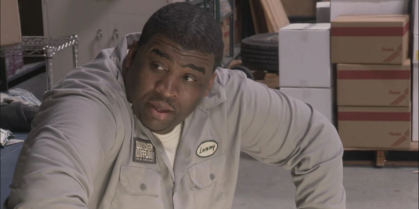 Lonny Collins standing up and saying something in The Office.