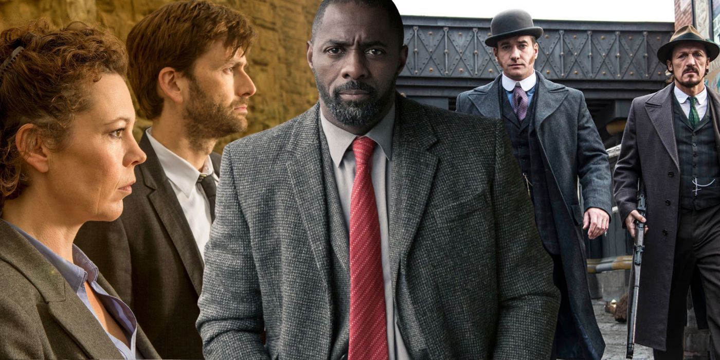 Collage of Luther, Broadchurch, and Ripper Street.