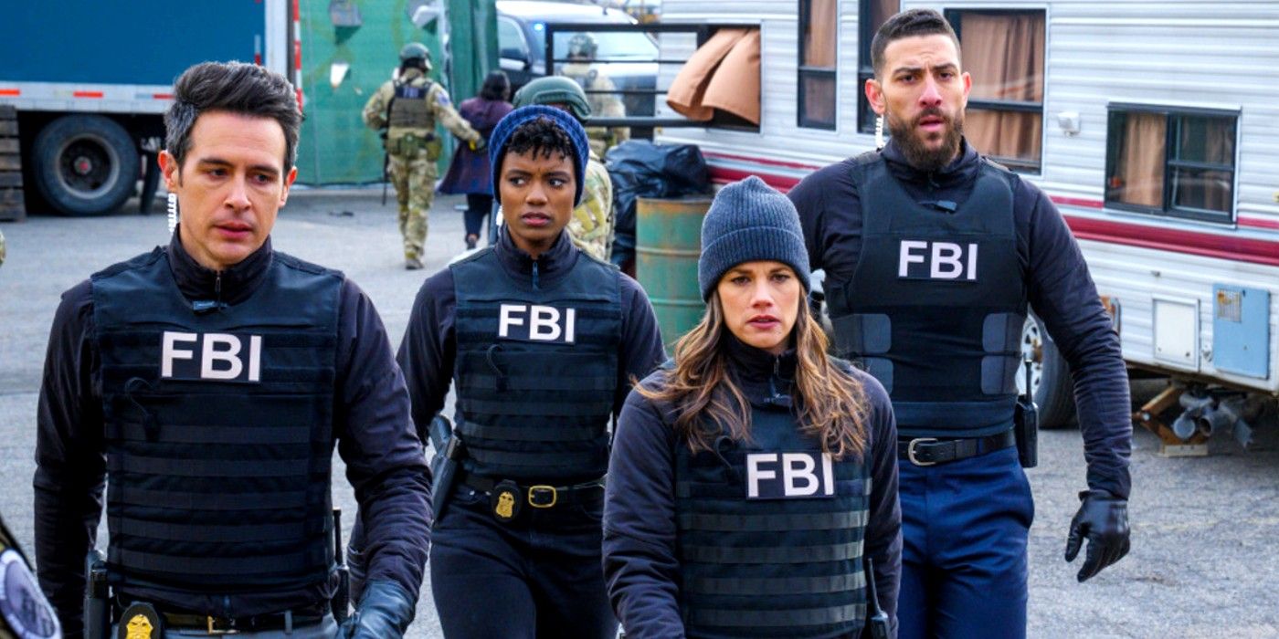 Maggie, Omar and two other agents walking and looking upset in FBI