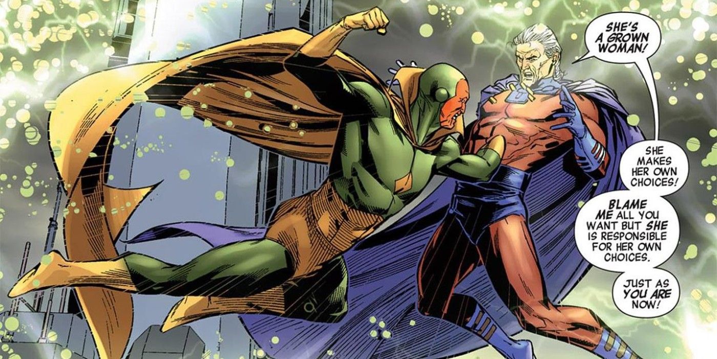 Magneto and the Vision fighting