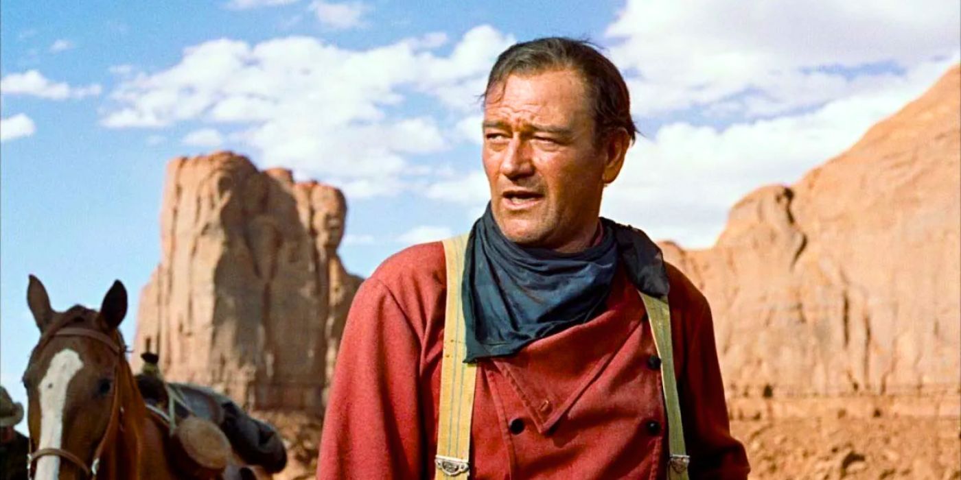 John Wayne looking off in the distance in The Searchers
