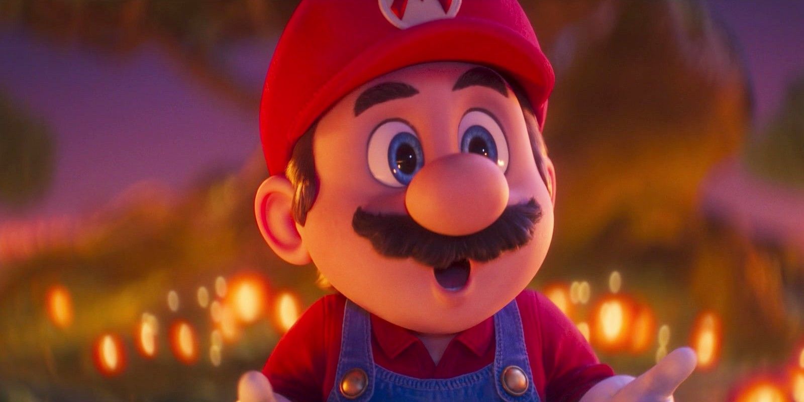 Mario looking surprised in The Super Mario Bros Movie
